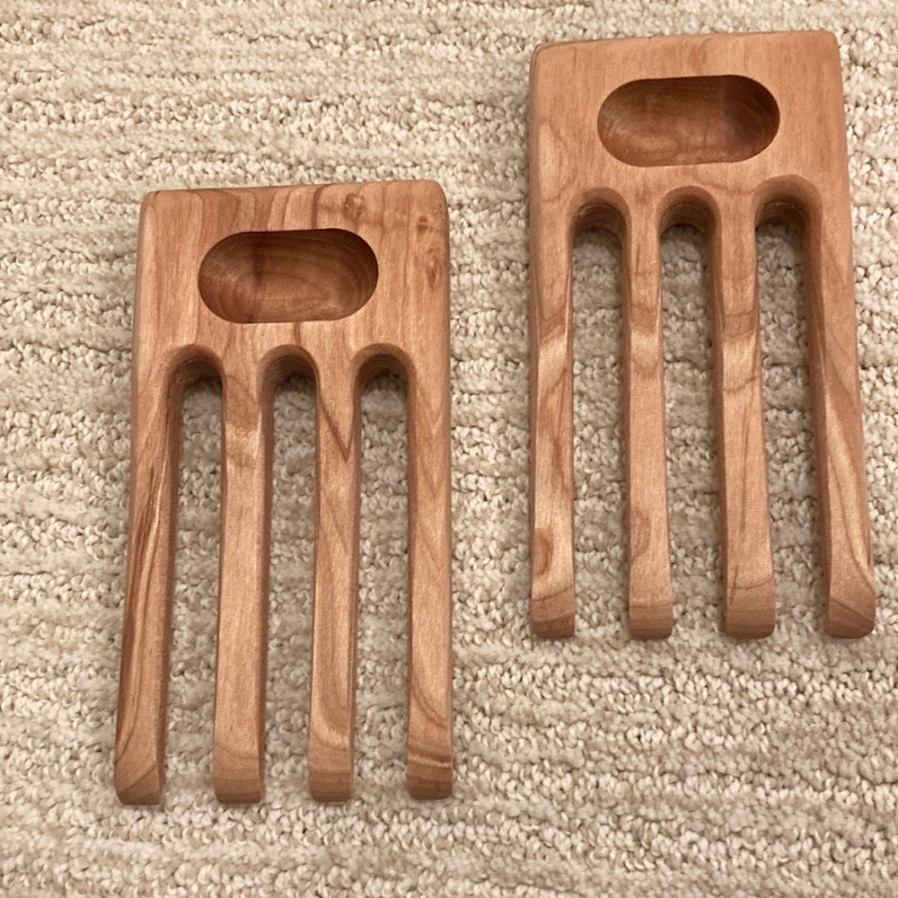 Hand Carved Salad Tongs